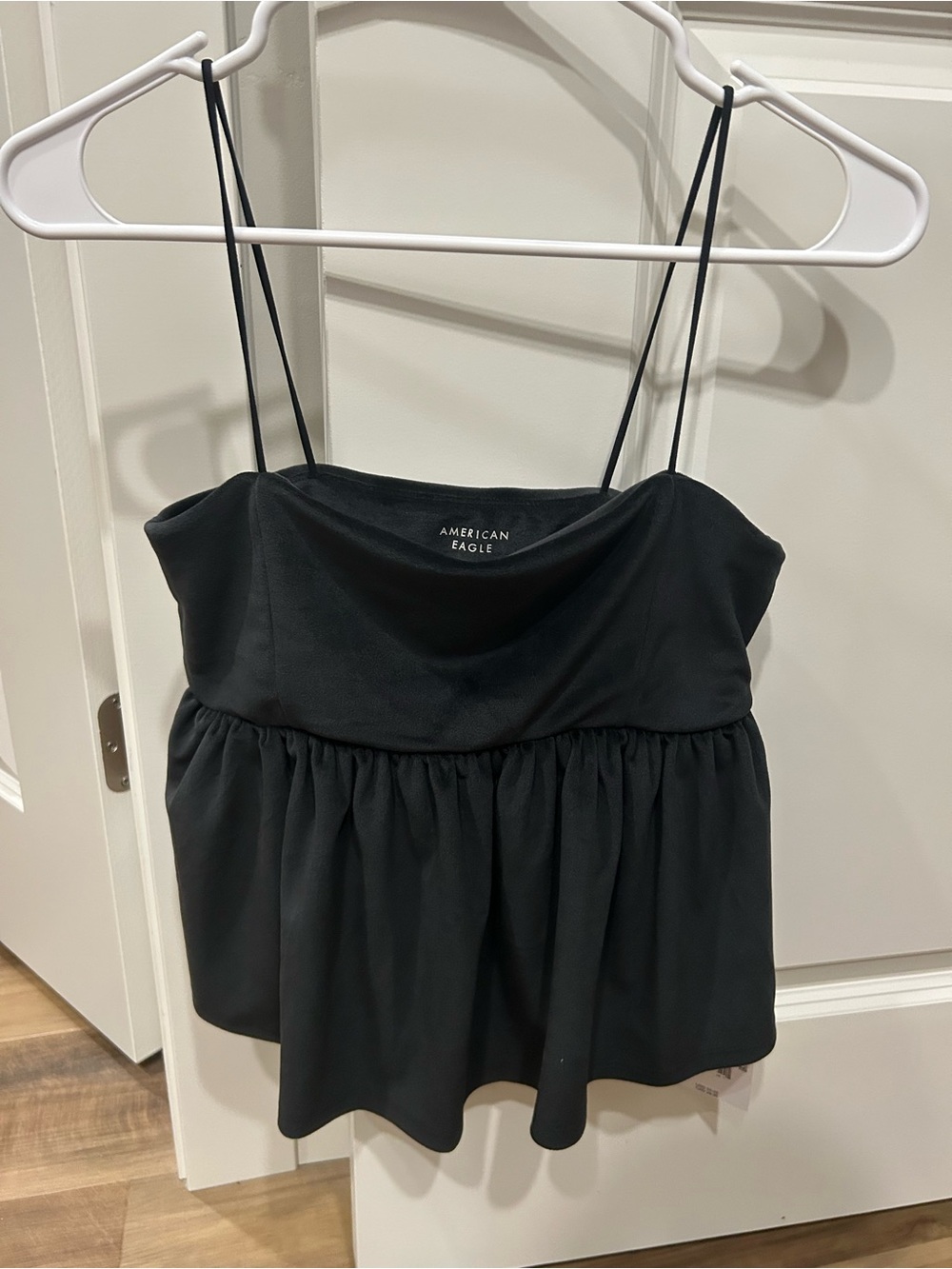 American Eagle Outfitters Black Spaghetti-Strap Peplum Cami